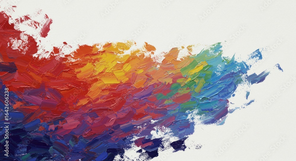 Obraz premium Expressive Rainbow Wave of Thick Impasto Oil Paint on Canvas