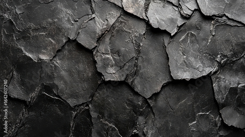 Dark Cracked Slate Texture with Detailed, Rough Surface Patterns
