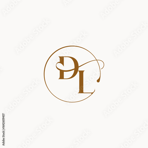circle fows wedding logo DL luxurius feeling with flow monogram elegant style letter