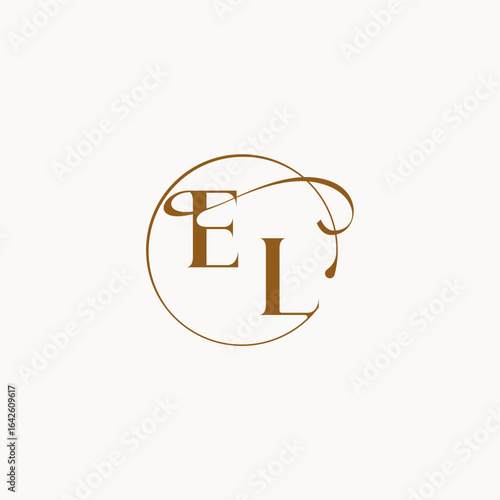 circle fows wedding logo EL luxurius feeling with flow monogram elegant style letter