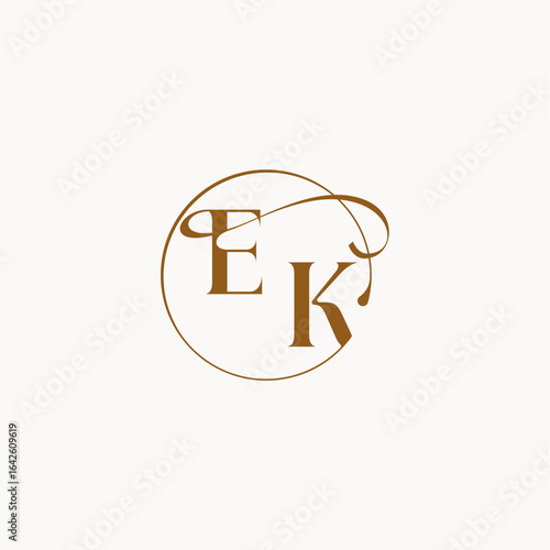 circle fows wedding logo EK luxurius feeling with flow monogram elegant style letter
