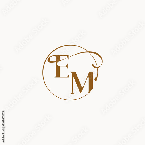 circle fows wedding logo EM luxurius feeling with flow monogram elegant style letter