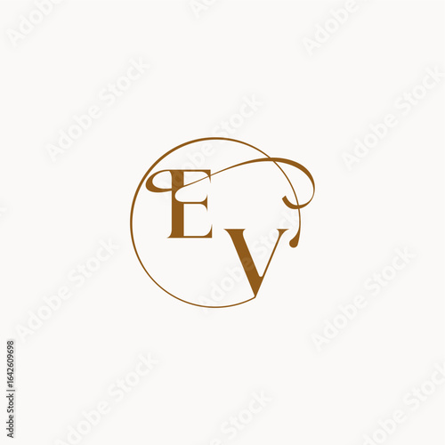 circle fows wedding logo EV luxurius feeling with flow monogram elegant style letter