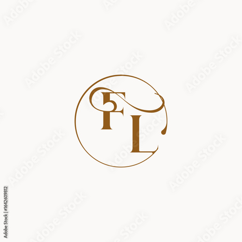 circle fows wedding logo FL luxurius feeling with flow monogram elegant style letter