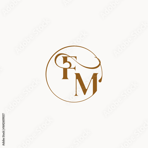 circle fows wedding logo FM luxurius feeling with flow monogram elegant style letter