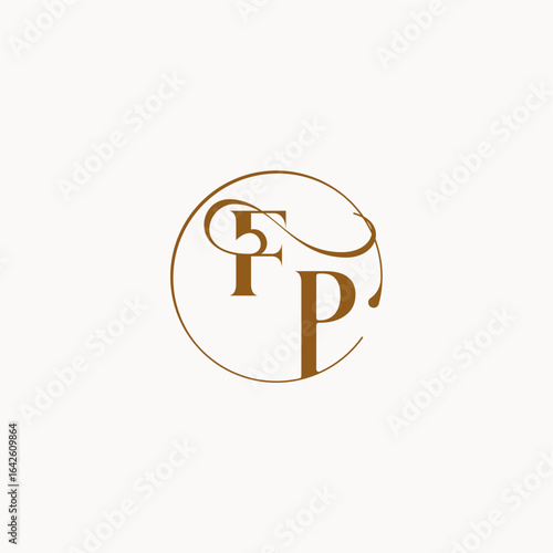 circle fows wedding logo FP luxurius feeling with flow monogram elegant style letter