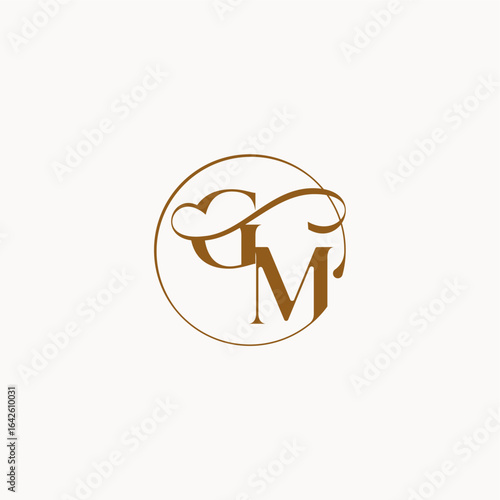 circle fows wedding logo monogram elegant style letter luxurius feeling with flow GM