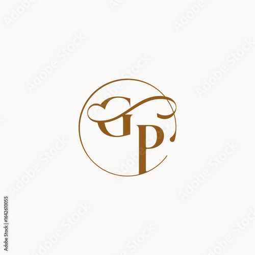 circle fows wedding logo monogram elegant style letter luxurius feeling with flow GP