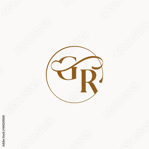 circle fows wedding logo monogram elegant style letter luxurius feeling with flow GR