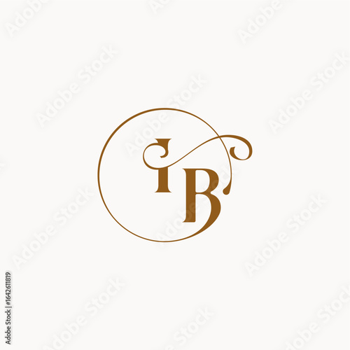 circle fows wedding logo monogram elegant style letter luxurius feeling with flow IB
