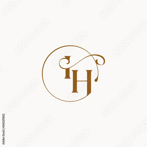 circle fows wedding logo monogram elegant style letter luxurius feeling with flow IH