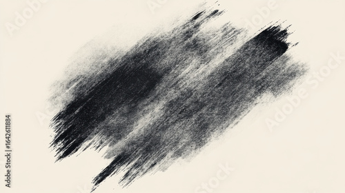 Abstract Black and Gray Brush Stroke on Light Beige Background
