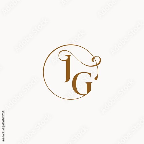 circle fows wedding logo monogram elegant style letter luxurius feeling with flow JG