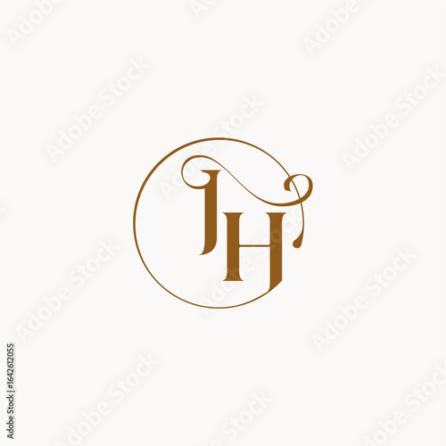 circle fows wedding logo monogram elegant style letter luxurius feeling with flow JH