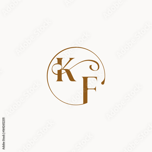 circle fows wedding logo monogram elegant style letter luxurius feeling with flow KF
