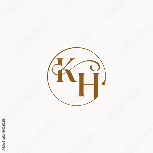 circle fows wedding logo monogram elegant style letter luxurius feeling with flow KH