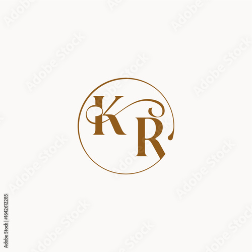 circle fows wedding logo monogram elegant style letter luxurius feeling with flow KR