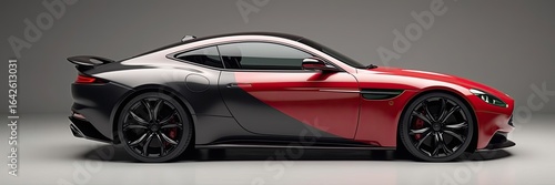 Side view of a modern sports car with a two-tone paint job.