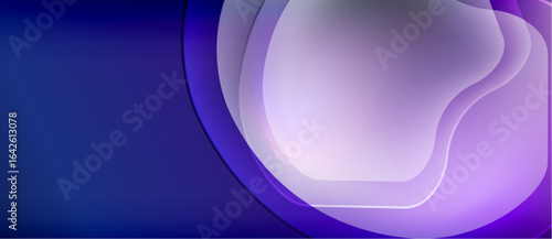 Abstract fluid shapes, purple hues dominate. Smooth gradients create depth, modern design element. Minimalist composition, calming visual experience.