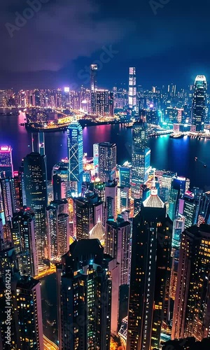Vibrant city lights at night