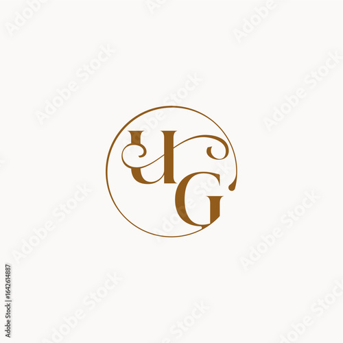 luxurius feeling with flow UG monogram elegant style letter circle fows wedding logo