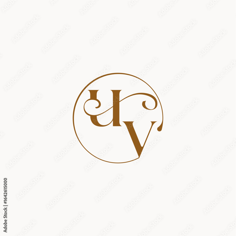Obraz premium luxurius feeling with flow UV monogram elegant style letter circle fows wedding logo