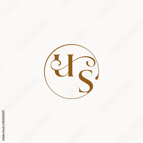 luxurius feeling with flow US monogram elegant style letter circle fows wedding logo