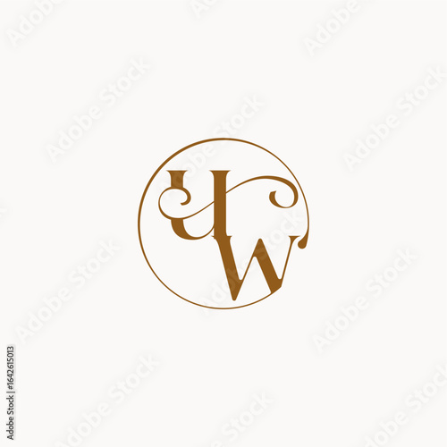 luxurius feeling with flow UW monogram elegant style letter circle fows wedding logo