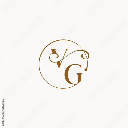 luxurius feeling with flow VG monogram elegant style letter circle fows wedding logo