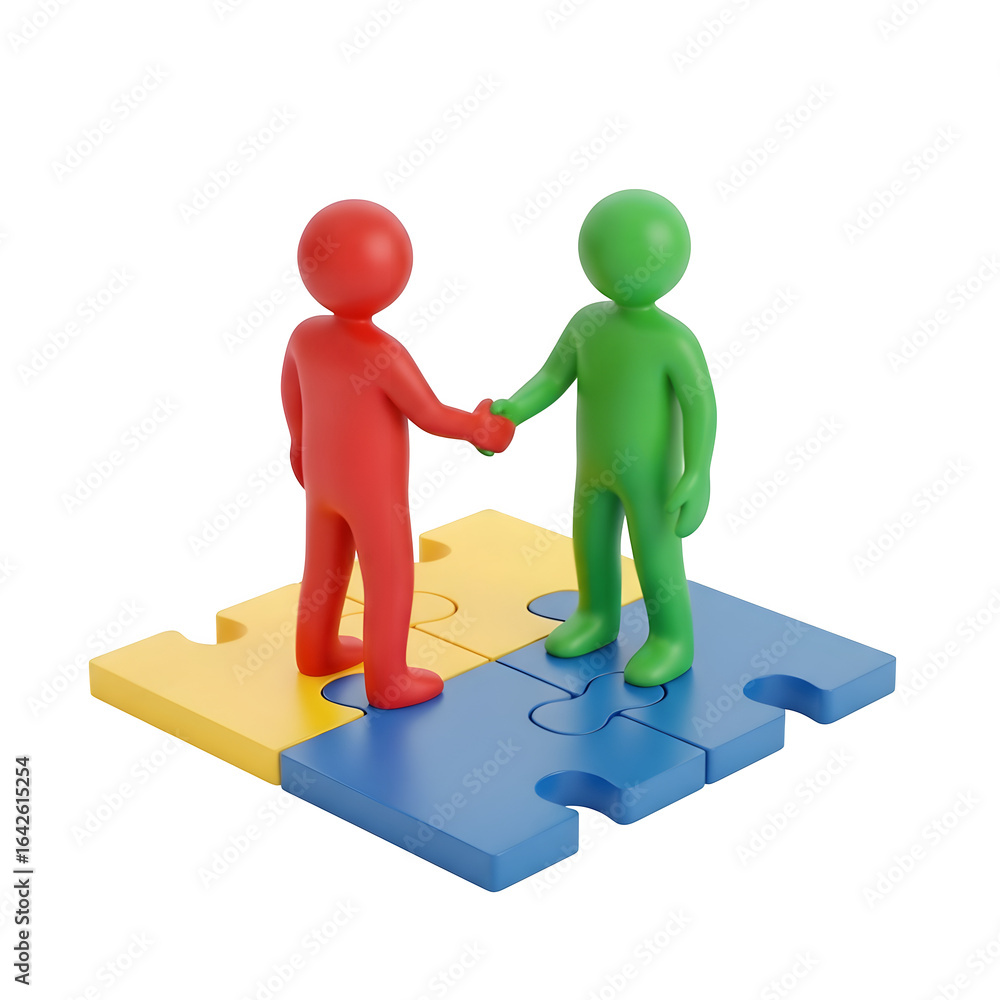 3D small people teamwork on a business puzzle for a concept of success 3D small people teamwork on a business puzzle for a concept of success