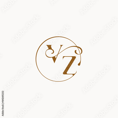 luxurius feeling with flow VZ monogram elegant style letter circle fows wedding logo