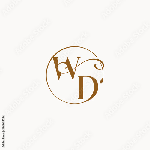 luxurius feeling with flow WD monogram elegant style letter circle fows wedding logo