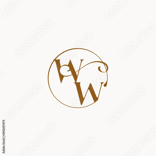 luxurius feeling with flow WW monogram elegant style letter circle fows wedding logo
