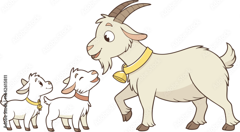 Obraz premium Goat and baby goat vector design in white background, Goat icon design, Goat vector design