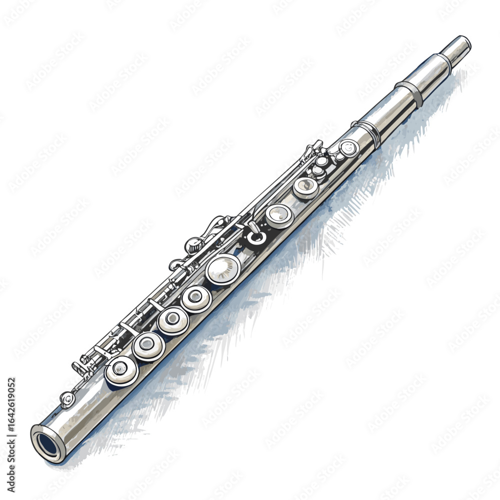 Fototapeta premium Gorgeous Create Bold Stroke Silver Flute with Detailed Premium Collection Masterpiece Calm Tranquil Harmony Ideal for Editorial Content Creation Corporate Communication Asset Premium Creative Asset