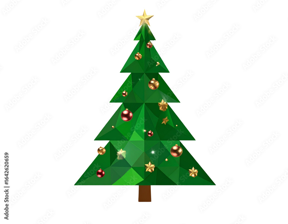 Fototapeta premium Modern Geometric Christmas Tree with Festive Ornaments