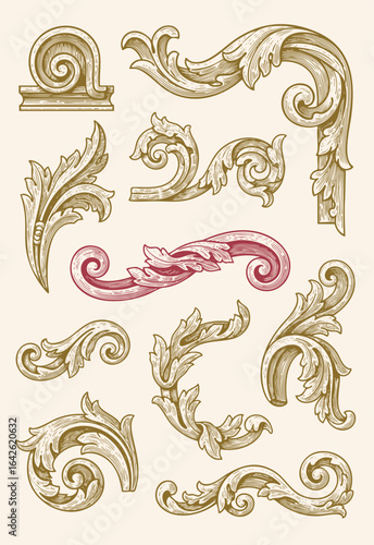 Vintage Baroque Victorian frame border flower pattern vector floral engraved scroll ornament leaf retro decorative design tattoo black and white filigree calligraphic heraldic shield swirl