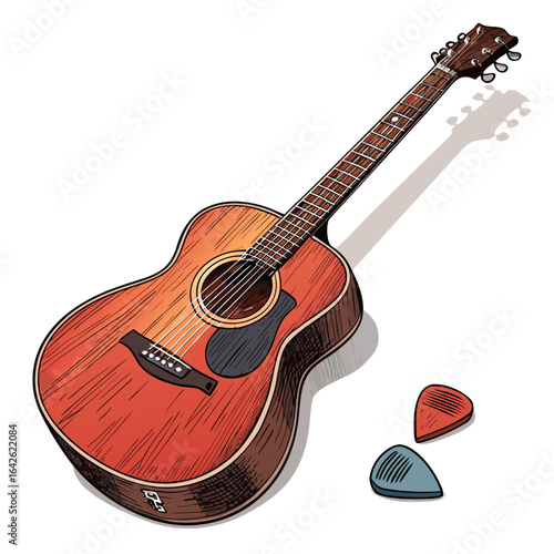 Outstanding Create Bold Stroke Acoustic Guitar with Pick Refined Artistry Collection Vibrant Dynamic Energy Great for Digital Marketing Campaigns Corporate Communication Asset Premium Creative Asset