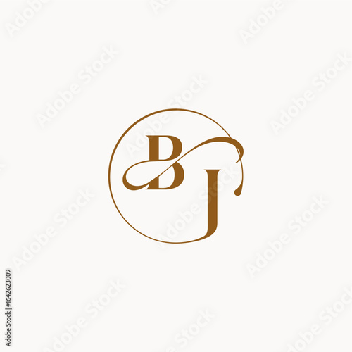 monogram elegant style luxurius feeling with flow BJ circle fows wedding logo letter