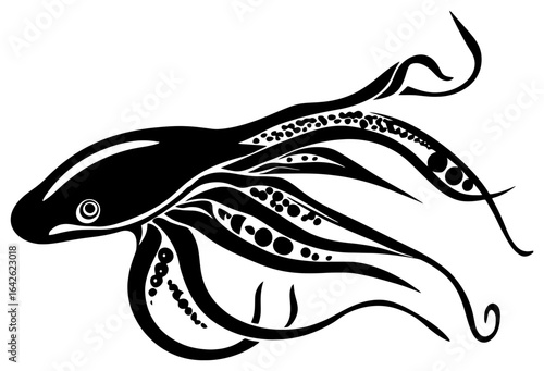 Squid seafood animals silhouette