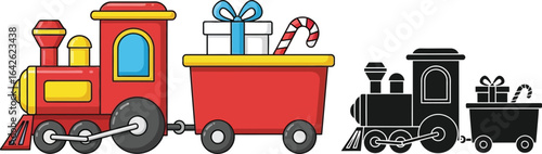 Christmas train vector illustration holiday gift celebration