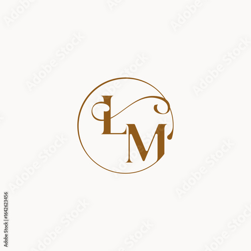 monogram elegant style luxurius feeling with flow LM circle fows wedding logo letter