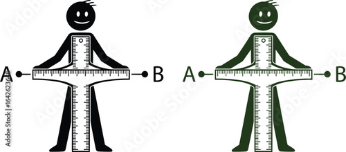 Measuring distance with ruler showing points a and b diagram