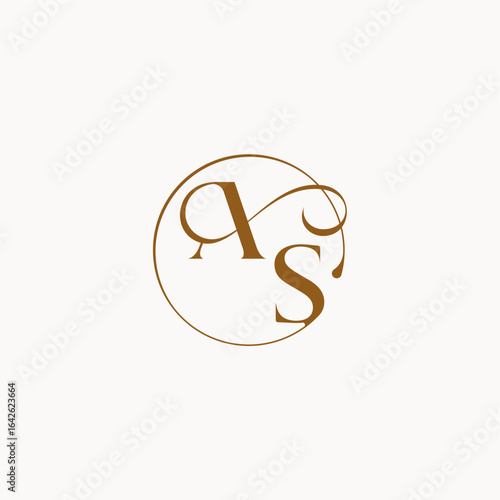 monogram elegant style luxurius feeling with flow AS circle fows wedding logo letter