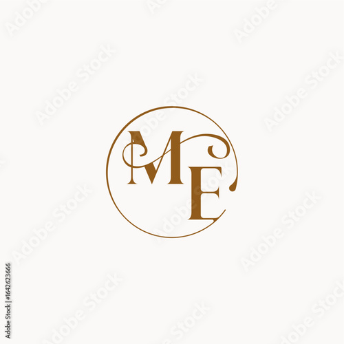 monogram elegant style luxurius feeling with flow ME circle fows wedding logo letter