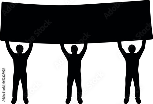People holding banner silhouette vector graphic illustration