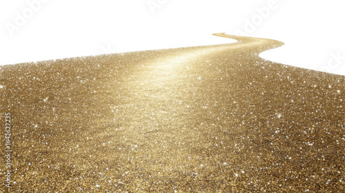 Shimmering Golden Pathway with Sparkling Dust in Bright Light
