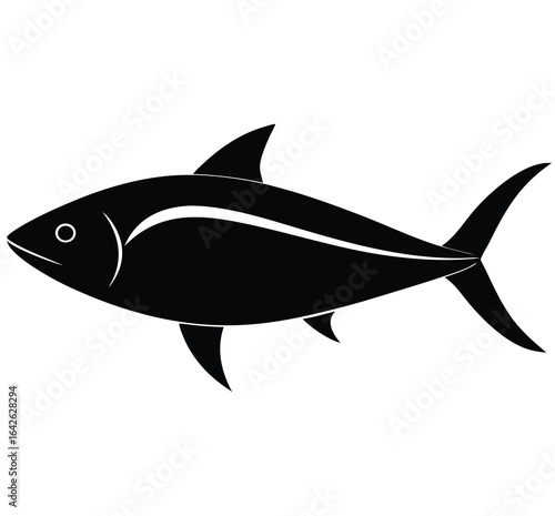 Two tuna fish swimming together in a dynamic silhouette