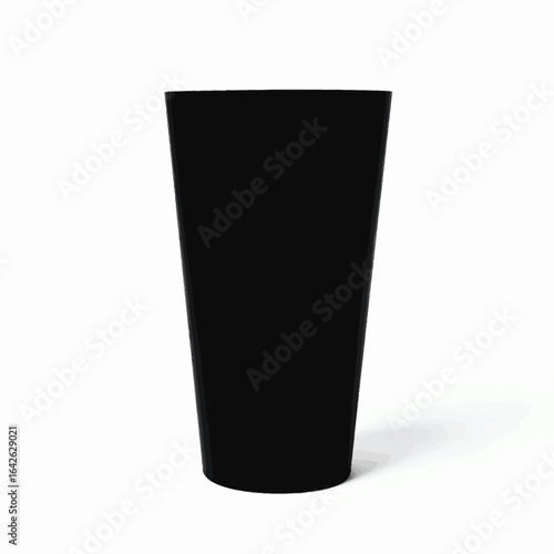 Black tumbler glass isolated on white background