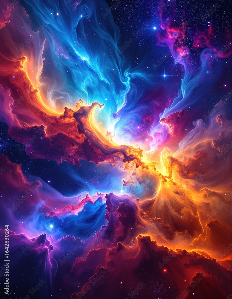 Fototapeta premium Vibrant HD wallpapers featuring stunning cosmic scenes, showcasing swirling galaxies, bright nebulae, and sparkling stars against deep space backgrounds.